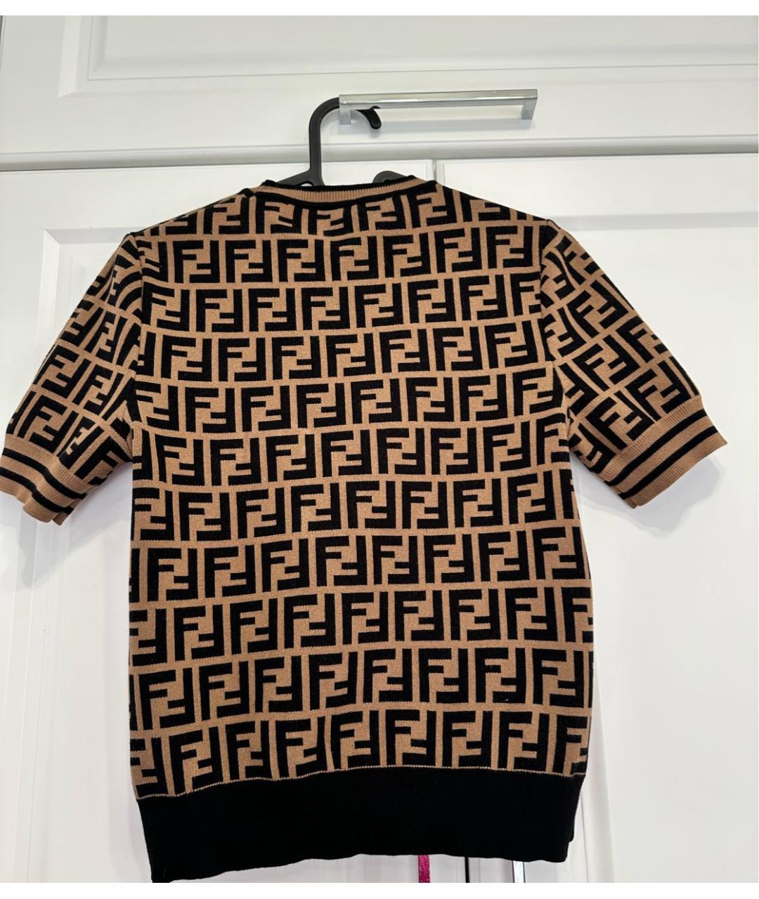FENDI Коричневая футболка, фото 2
