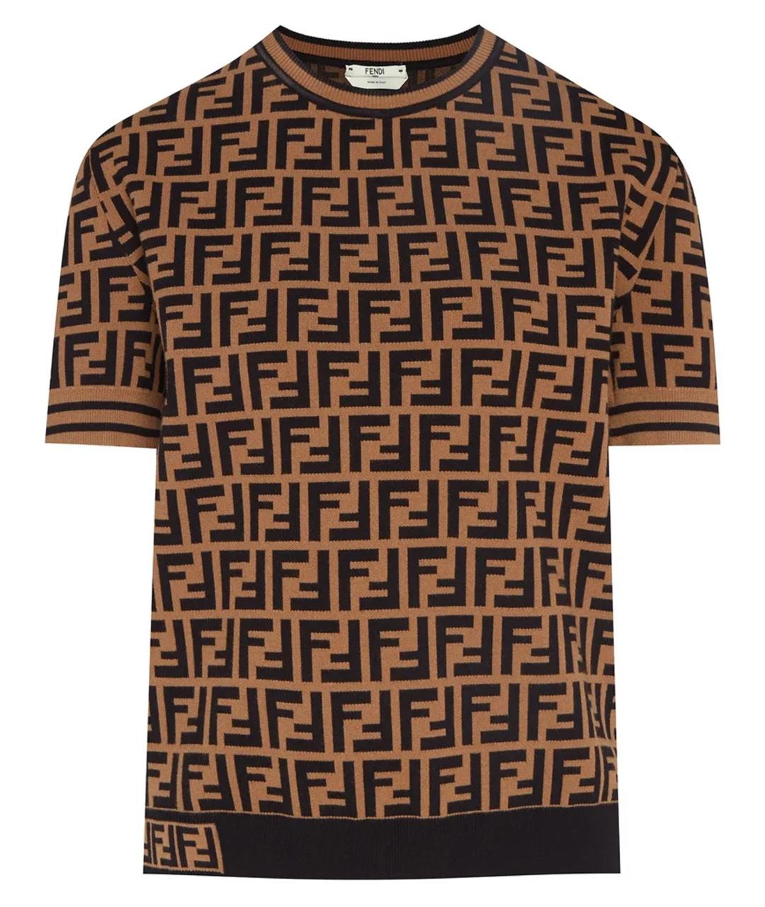 FENDI Коричневая футболка, фото 1