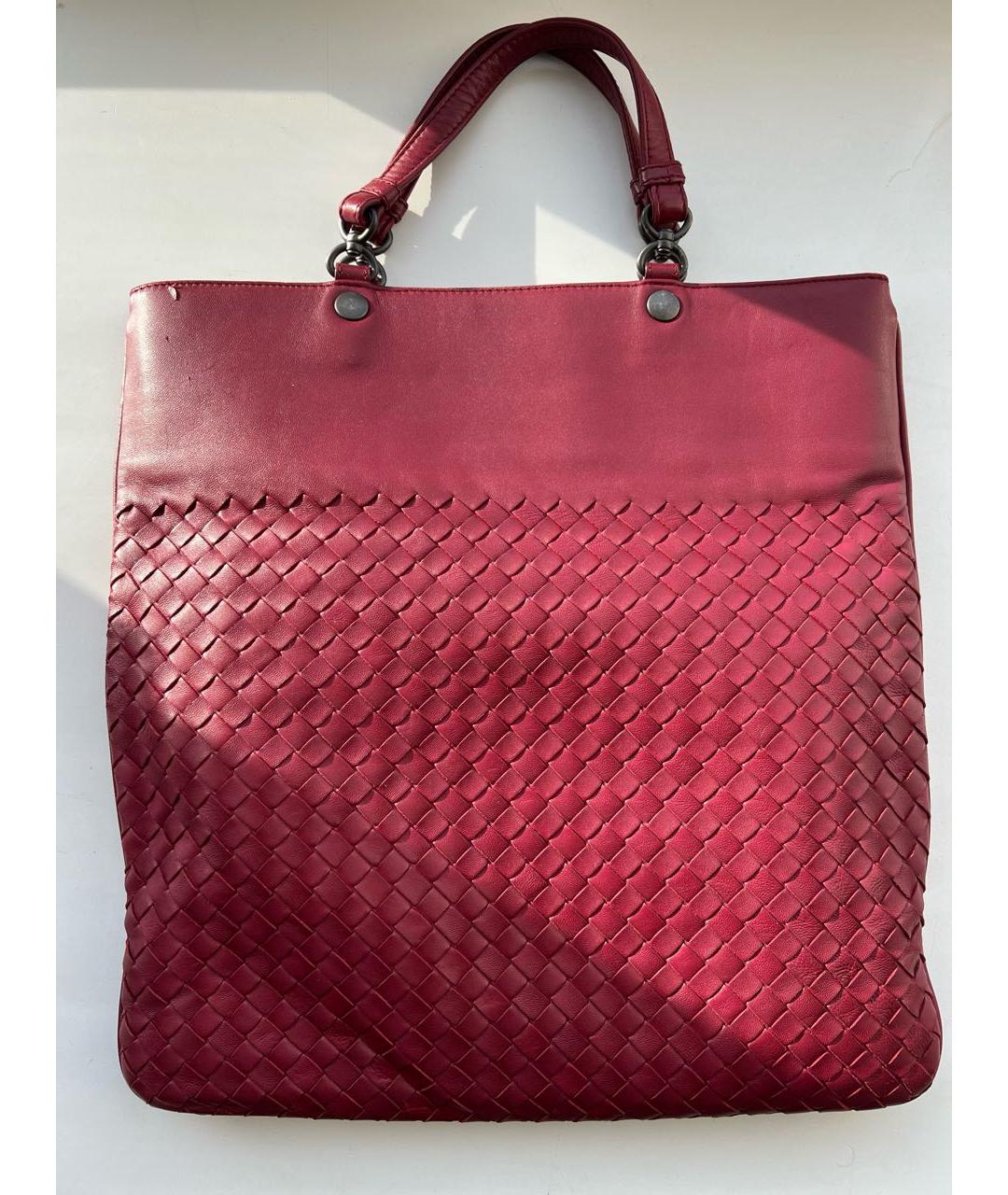 BOTTEGA VENETA Бордовая кожаная сумка с короткими ручками, фото 6