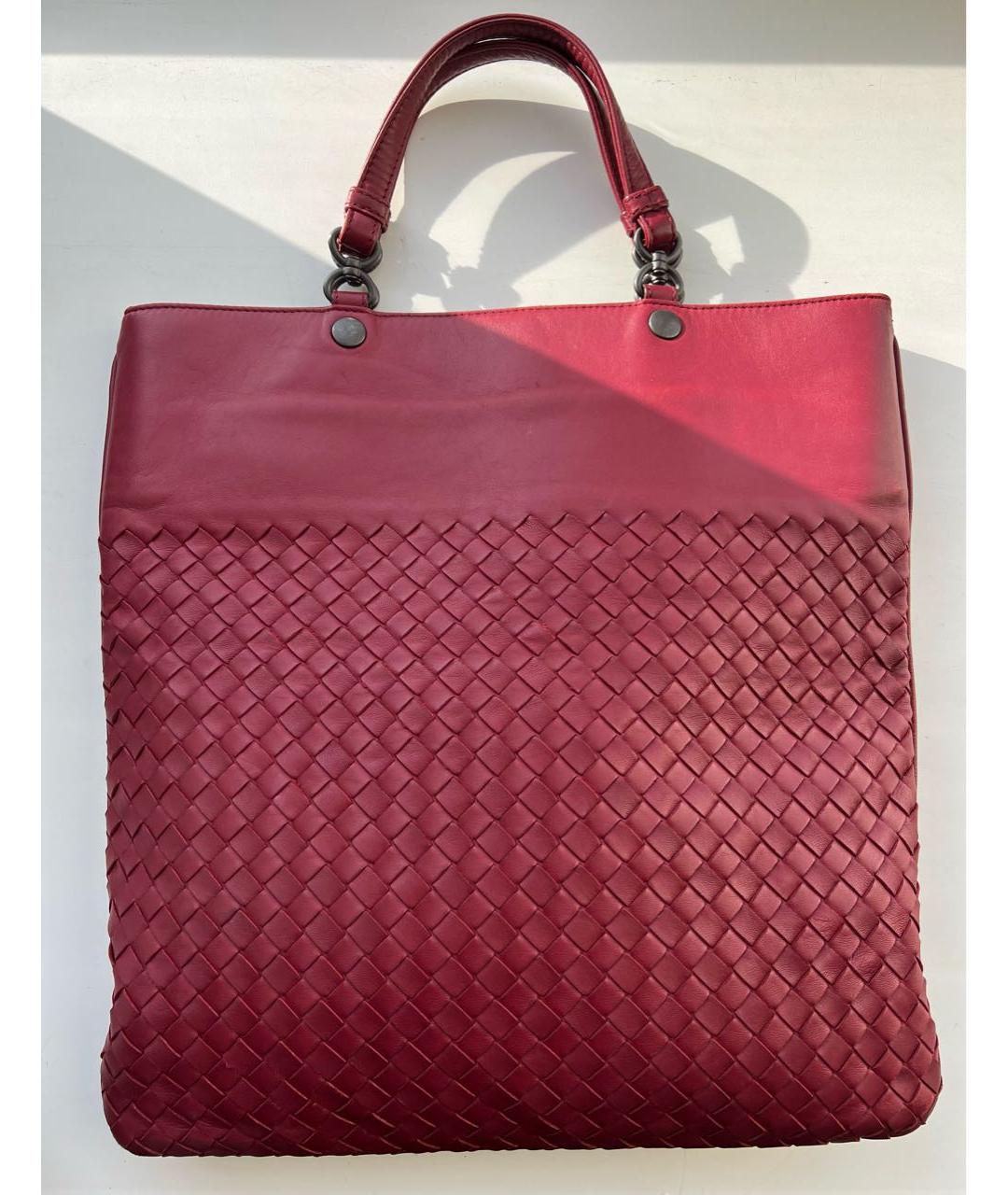 BOTTEGA VENETA Бордовая кожаная сумка с короткими ручками, фото 7