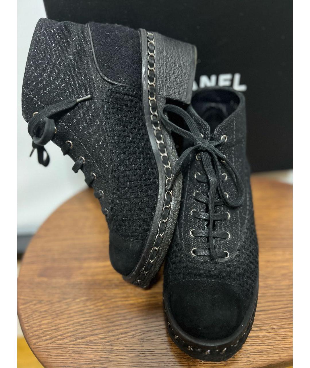 CHANEL PRE-OWNED Черные кожаные полусапоги, фото 8