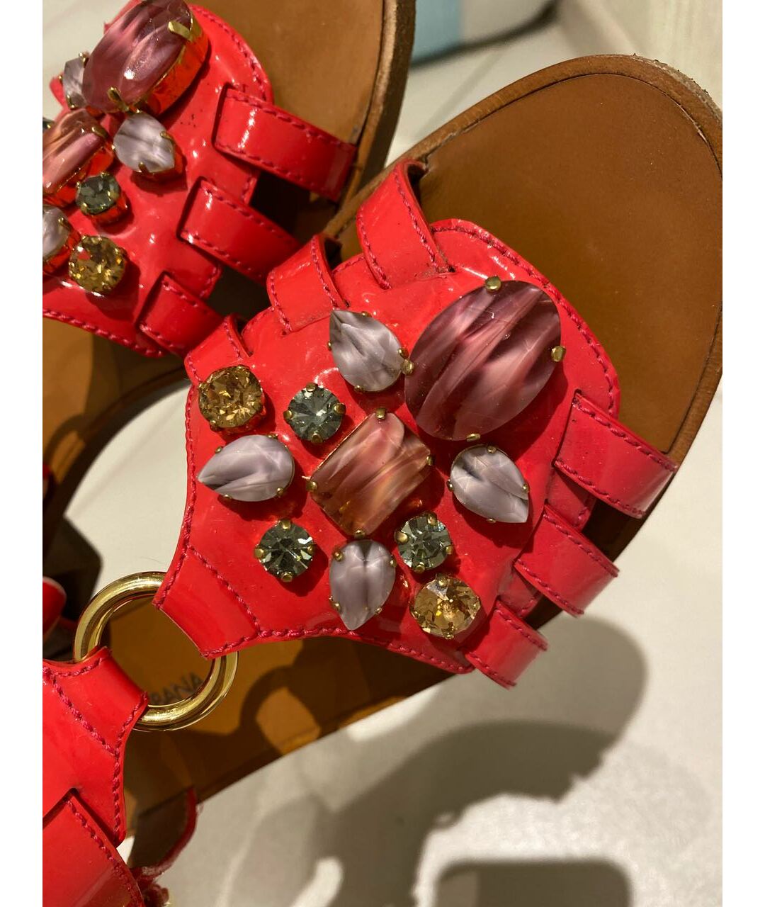DOLCE&GABBANA Розовые сандалии из лакированной кожи, фото 8