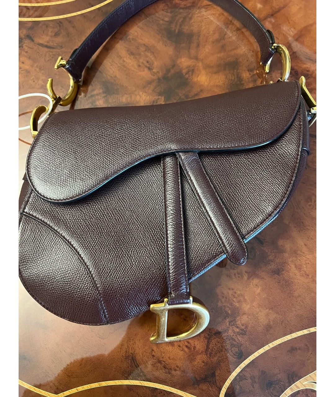 CHRISTIAN DIOR Бордовая кожаная сумка с короткими ручками, фото 8