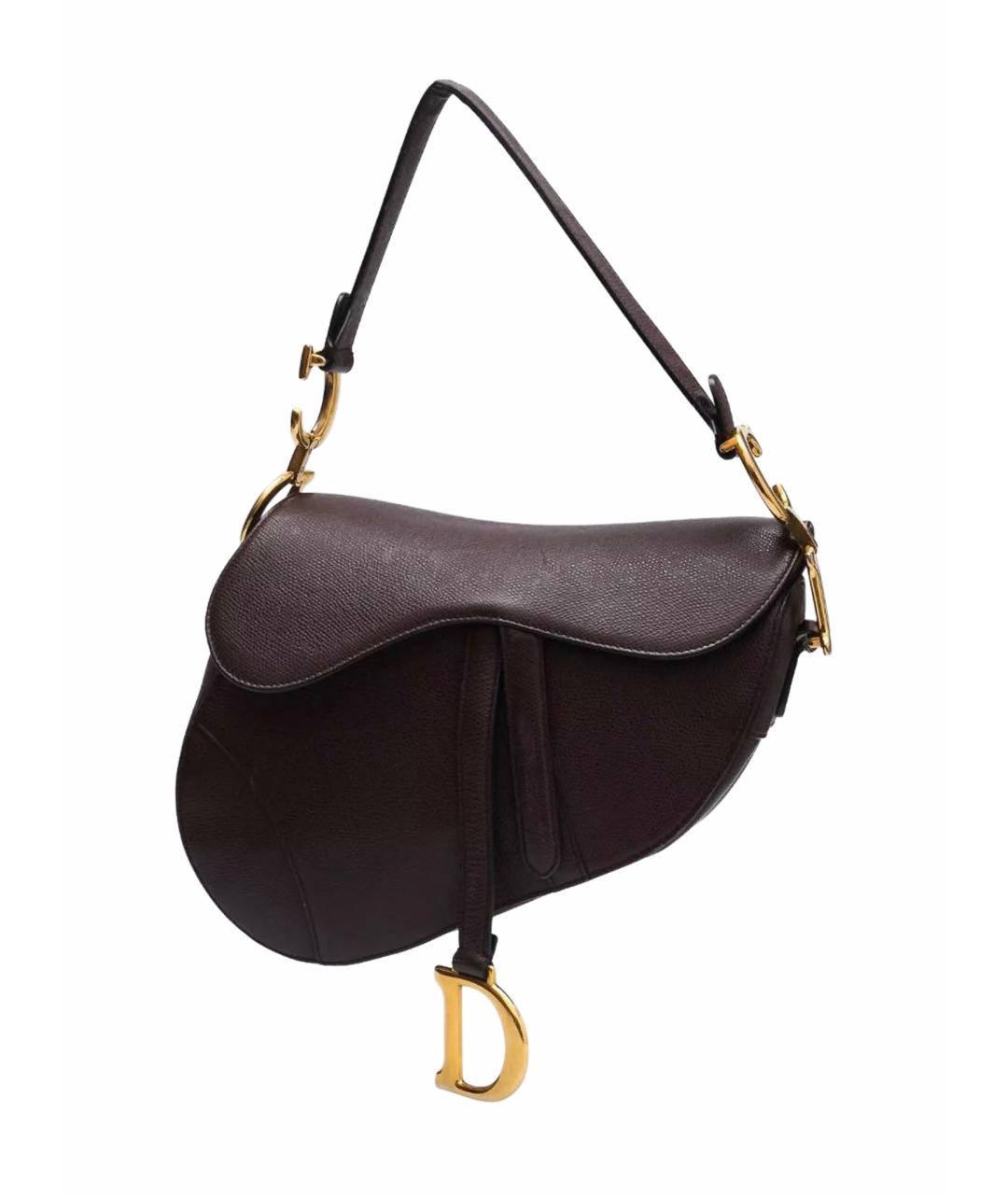 CHRISTIAN DIOR Бордовая кожаная сумка с короткими ручками, фото 1