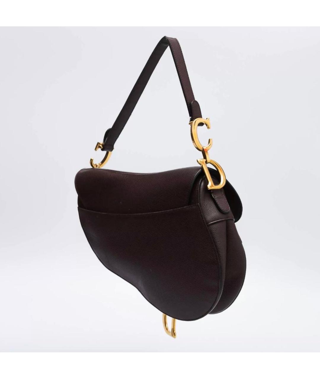 CHRISTIAN DIOR Бордовая кожаная сумка с короткими ручками, фото 2