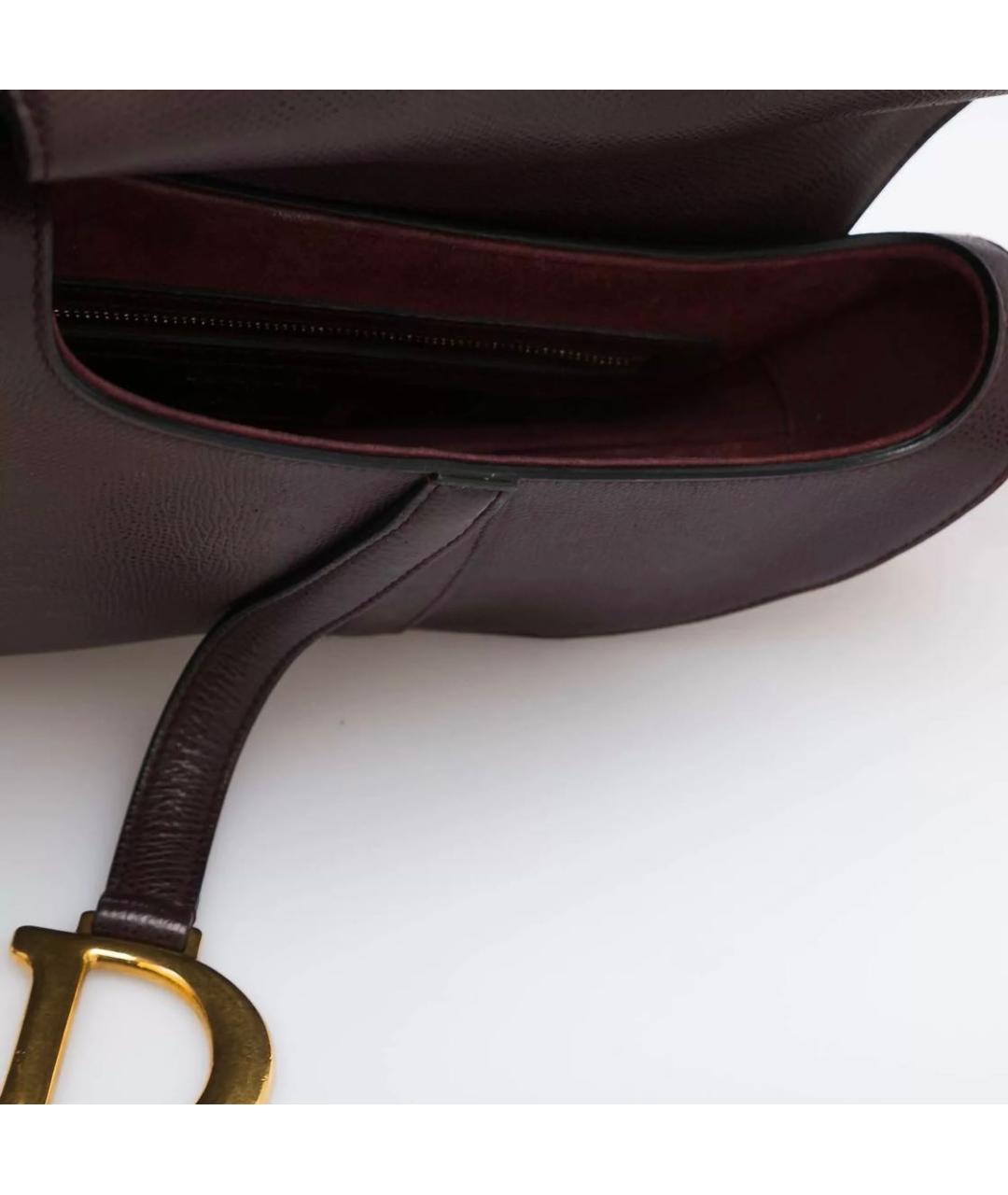CHRISTIAN DIOR Бордовая кожаная сумка с короткими ручками, фото 3