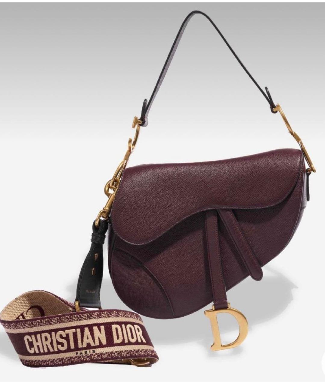 CHRISTIAN DIOR Бордовая кожаная сумка с короткими ручками, фото 7