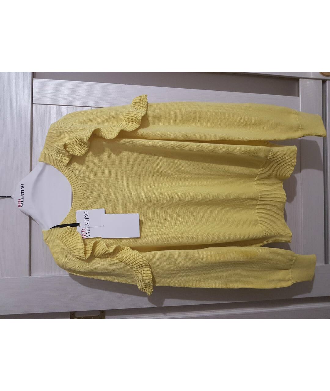 RED VALENTINO Желтый хлопковый джемпер / свитер, фото 7