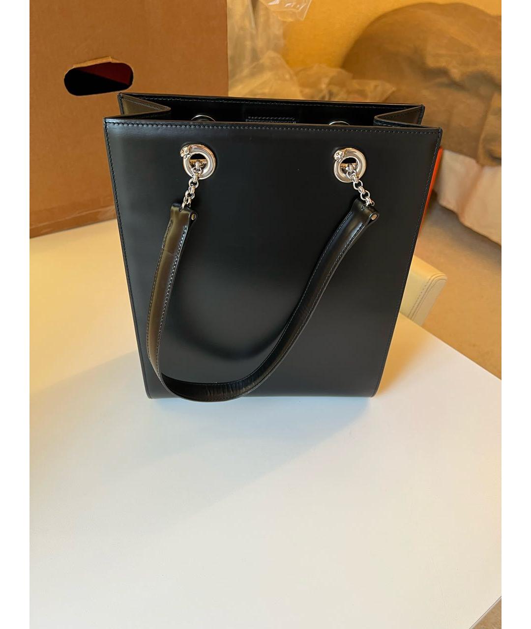 CARTIER Черная кожаная сумка с короткими ручками, фото 5