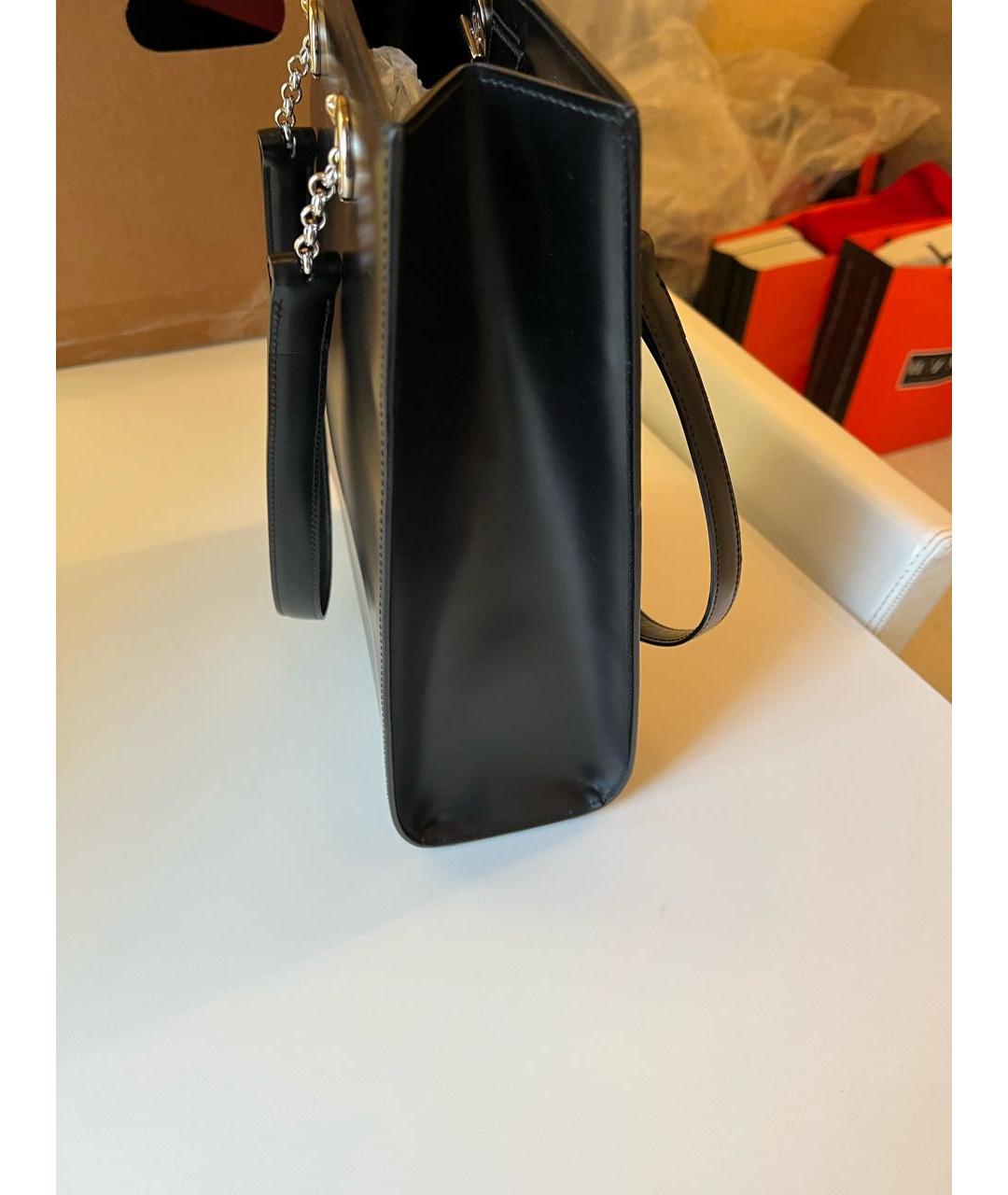 CARTIER Черная кожаная сумка с короткими ручками, фото 2