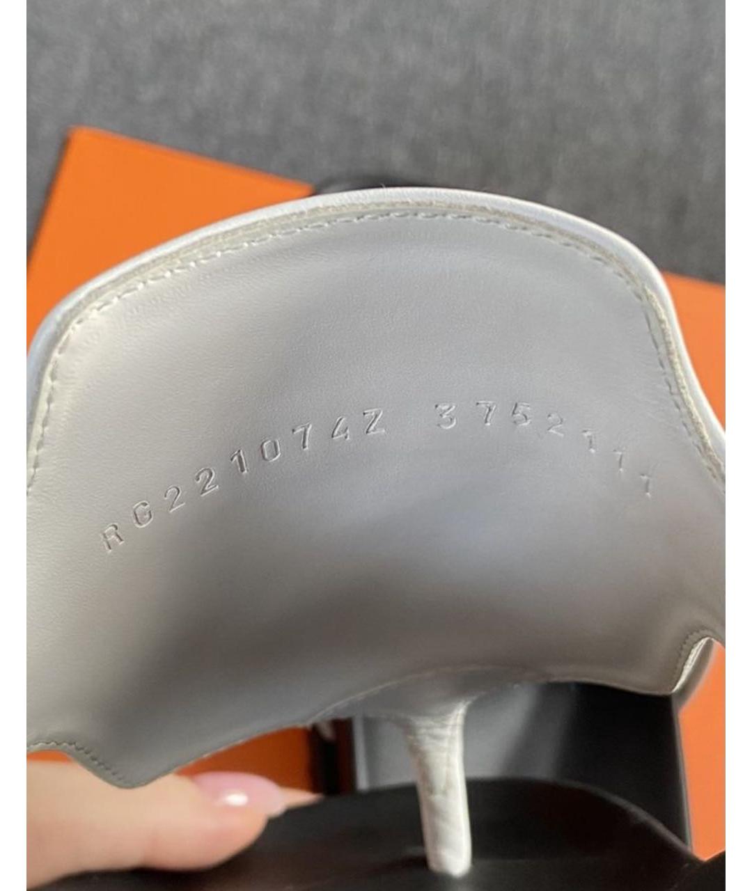 HERMES Белые кожаные сандалии, фото 9