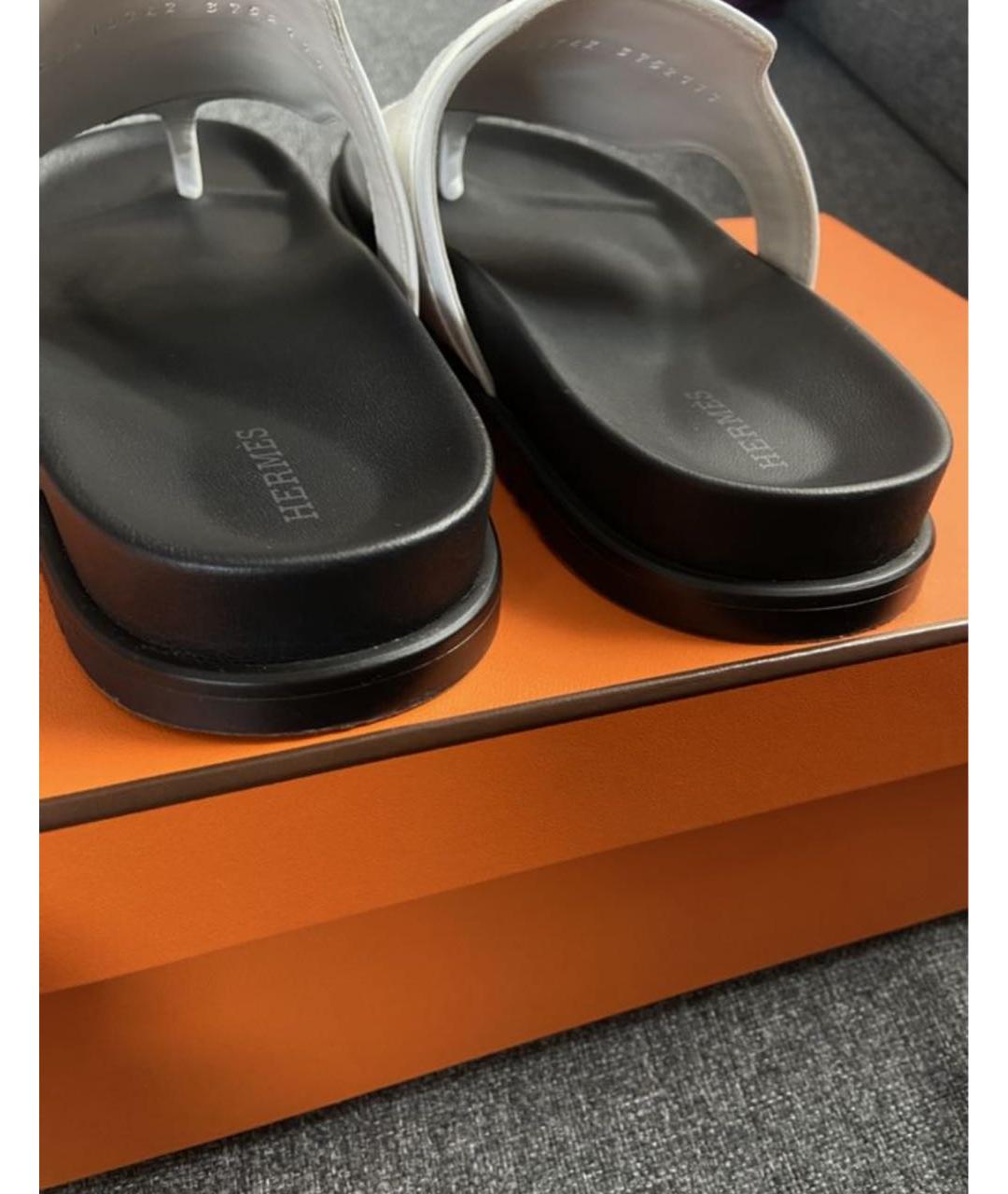 HERMES Белые кожаные сандалии, фото 7