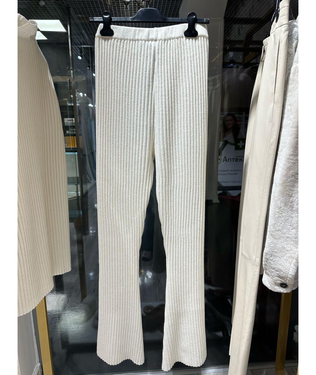 SIMONETTA RAVIZZA Белые кашемировые прямые брюки, фото 2