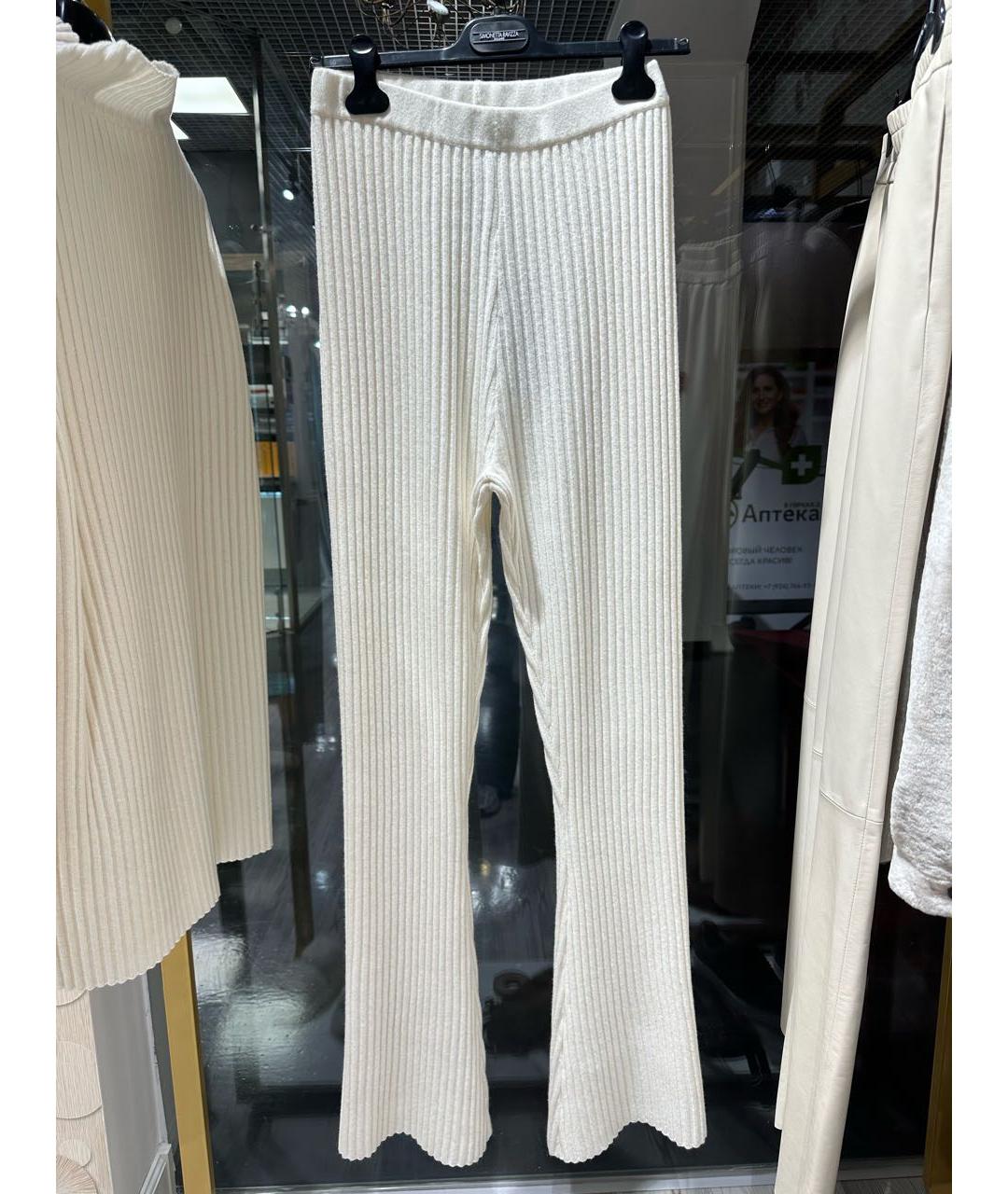 SIMONETTA RAVIZZA Белые кашемировые прямые брюки, фото 5