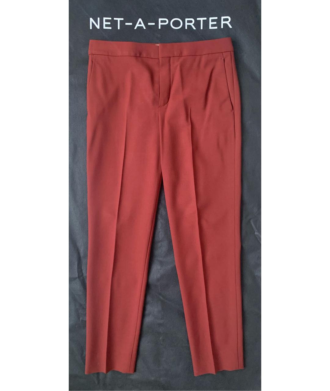 CHLOE Бордовые шерстяные прямые брюки, фото 3