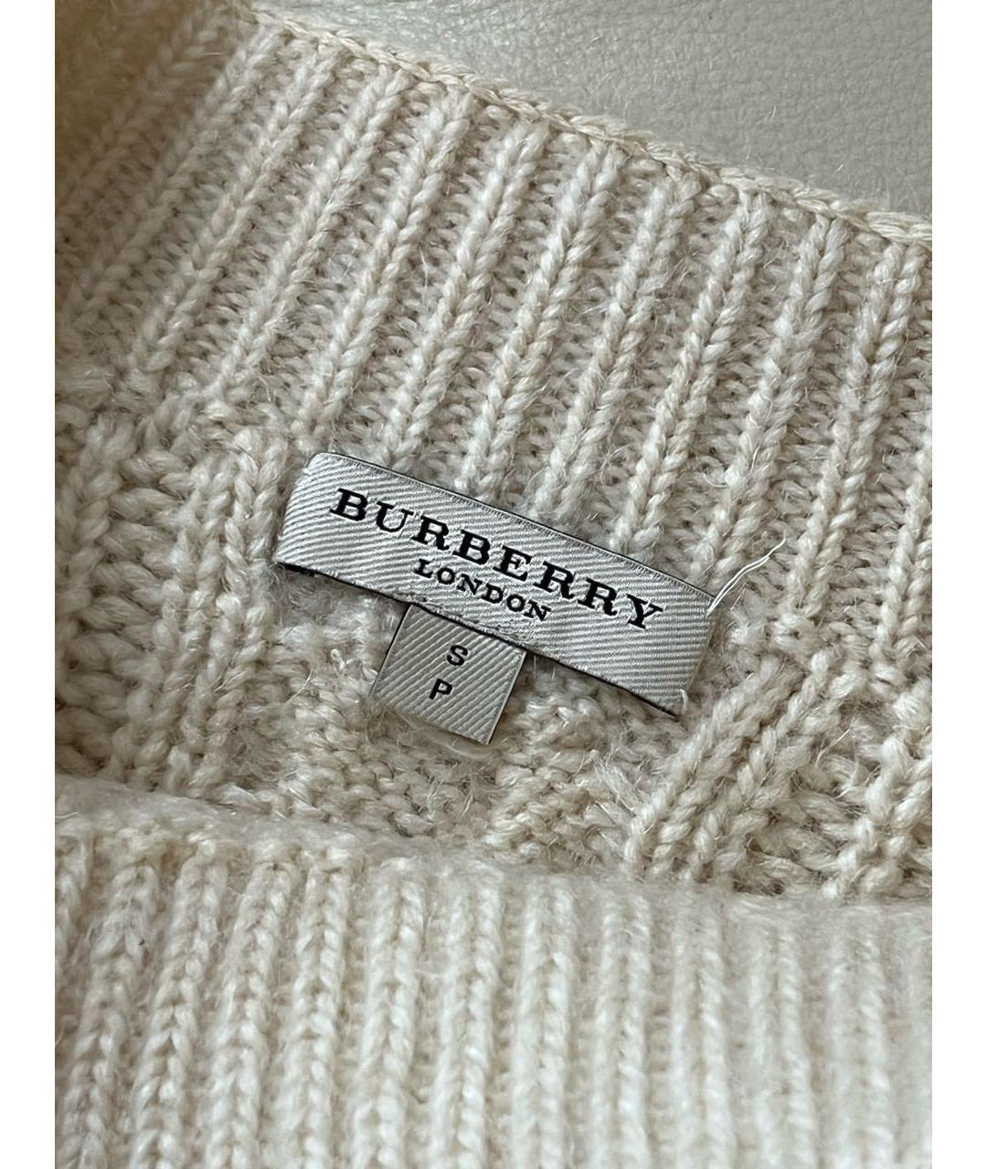 BURBERRY Бежевый шерстяной джемпер / свитер, фото 3