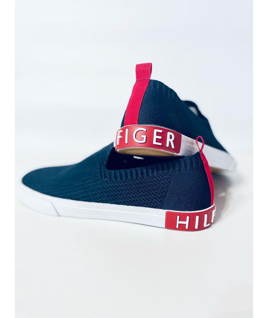 TOMMY HILFIGER Темно-синие текстильные слипоны, фото 5