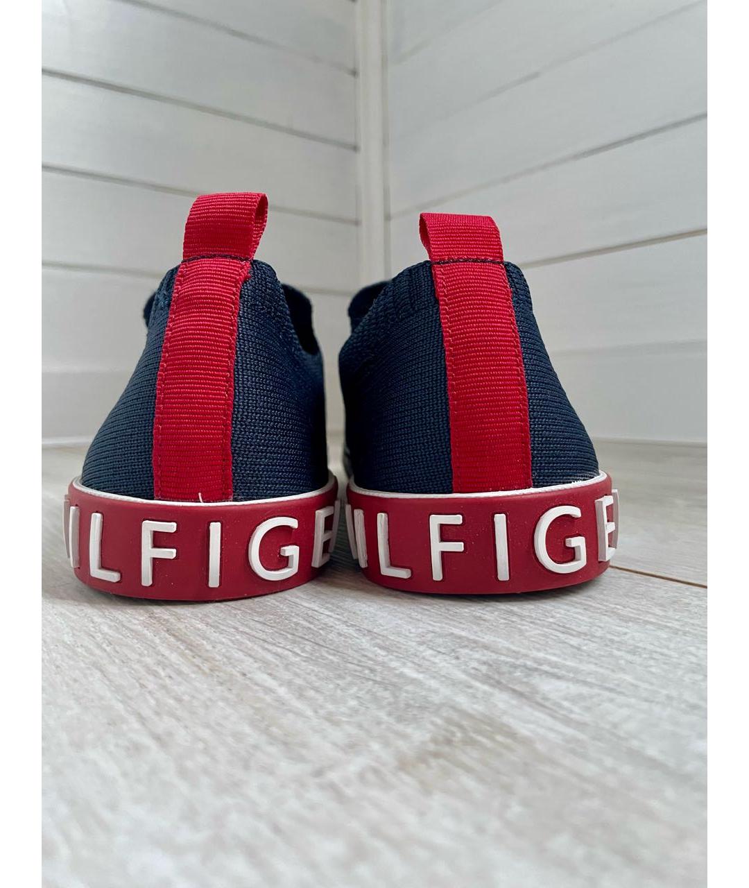 TOMMY HILFIGER Темно-синие текстильные слипоны, фото 4