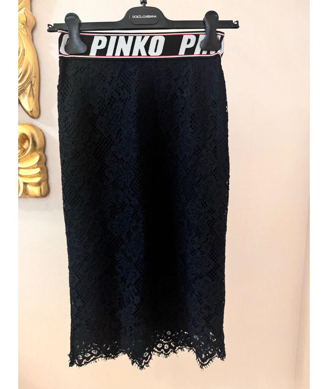 PINKO Черная кружевная юбка макси, фото 5