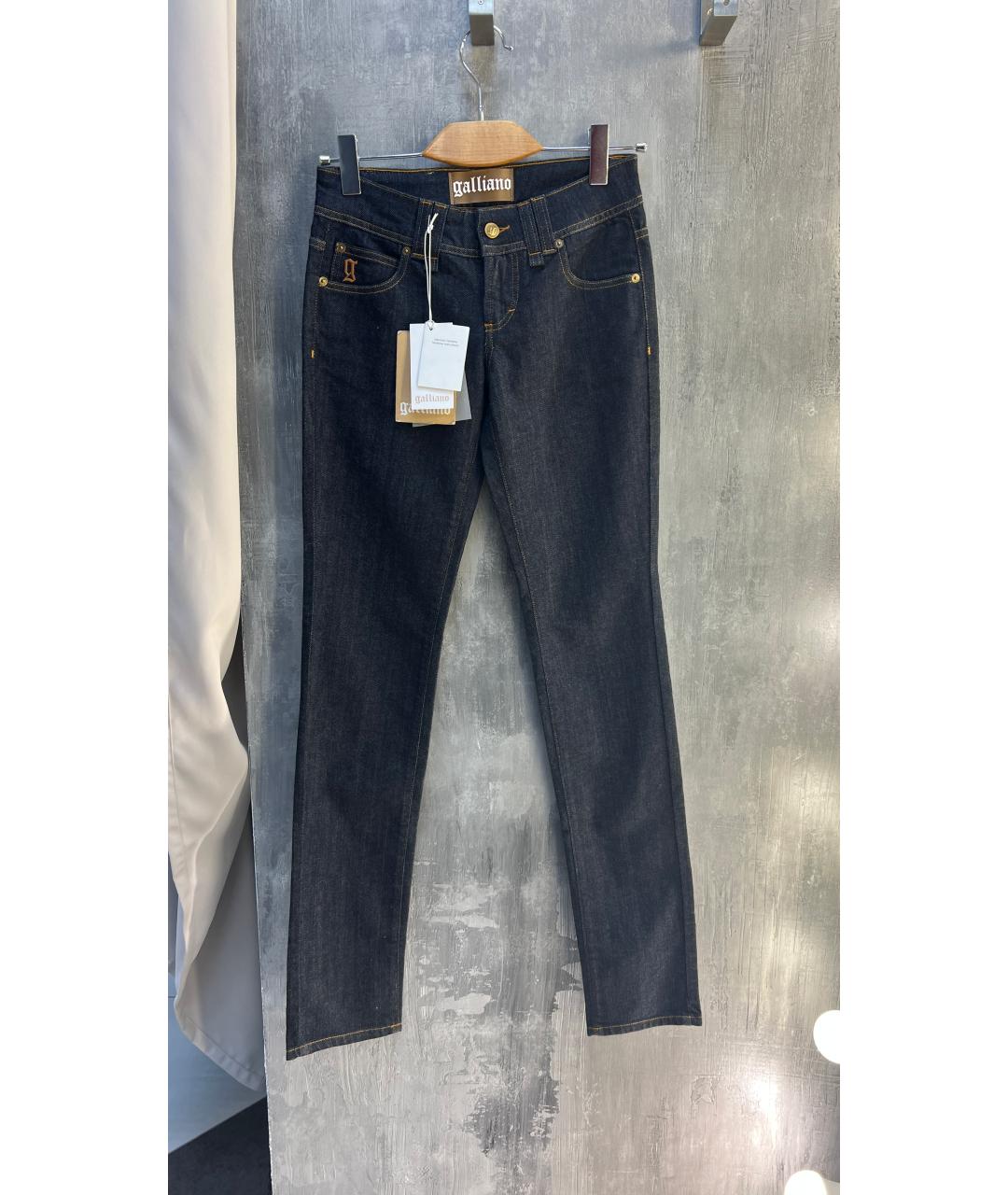 JOHN GALLIANO Темно-синие хлопко-эластановые прямые джинсы, фото 2