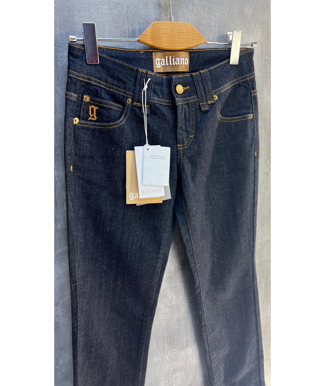JOHN GALLIANO Темно-синие хлопко-эластановые прямые джинсы, фото 3