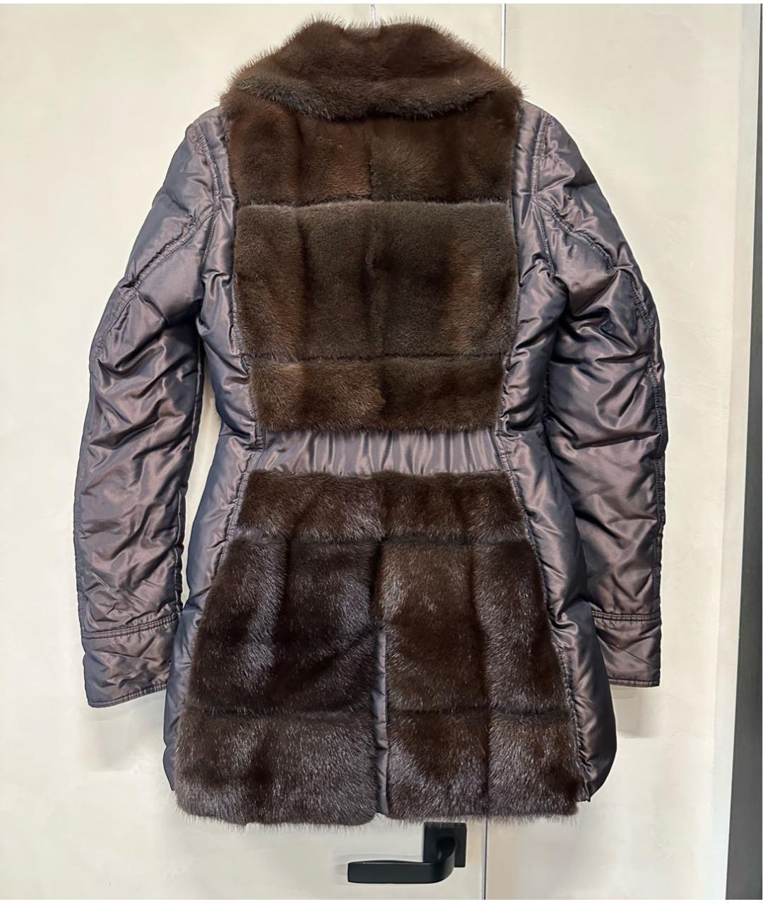 ROBERTO CAVALLI Коричневый шелковый пуховик, фото 2