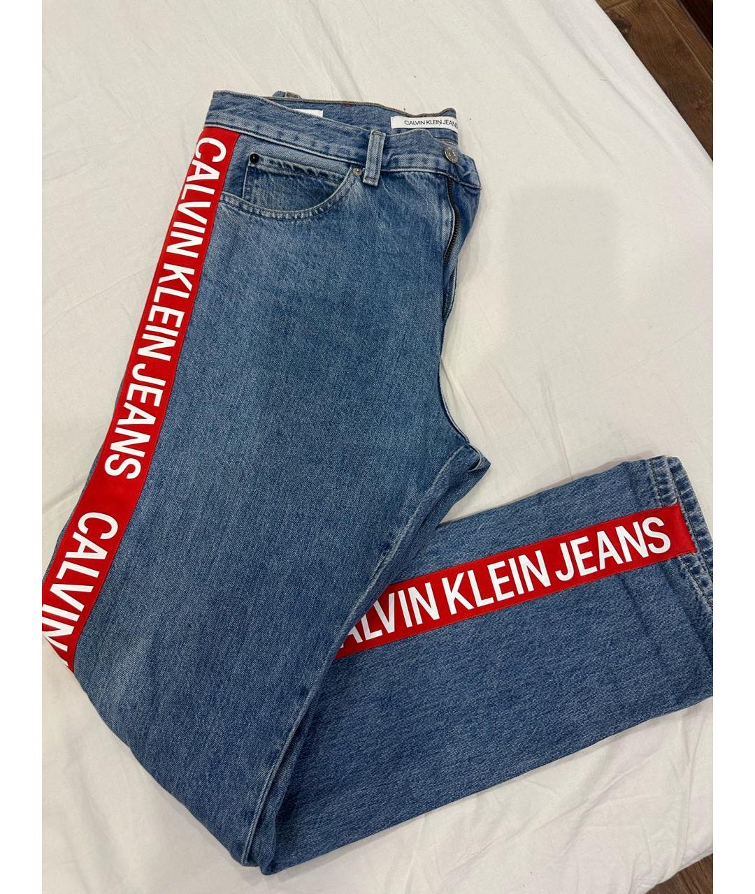 CALVIN KLEIN JEANS Голубые хлопковые прямые джинсы, фото 2