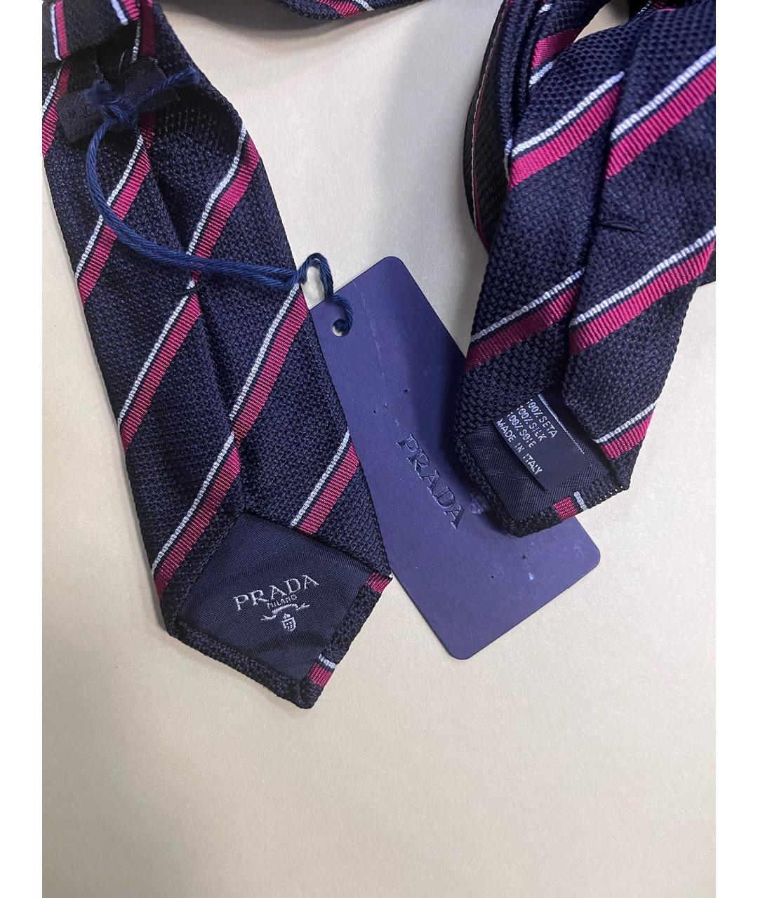 PRADA Темно-синий шелковый галстук, фото 2