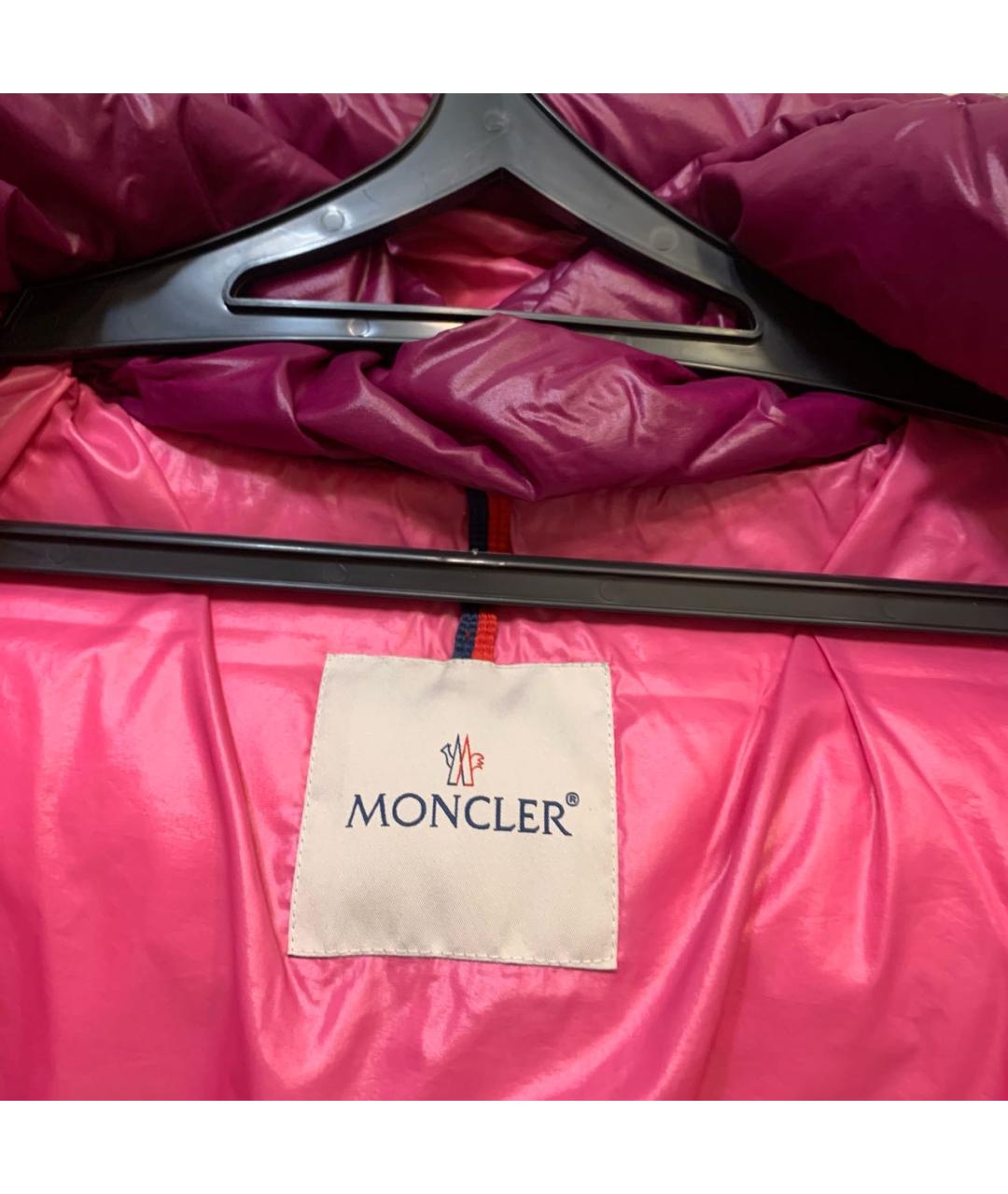 MONCLER Розовый полиэстеровый пуховик, фото 3