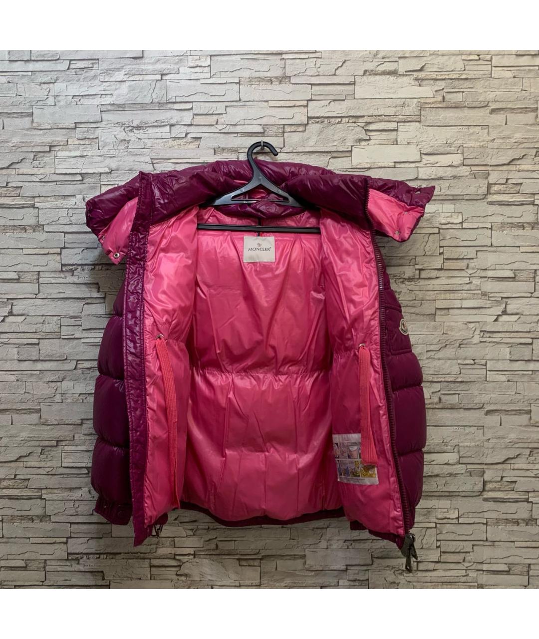 MONCLER Розовый полиэстеровый пуховик, фото 6