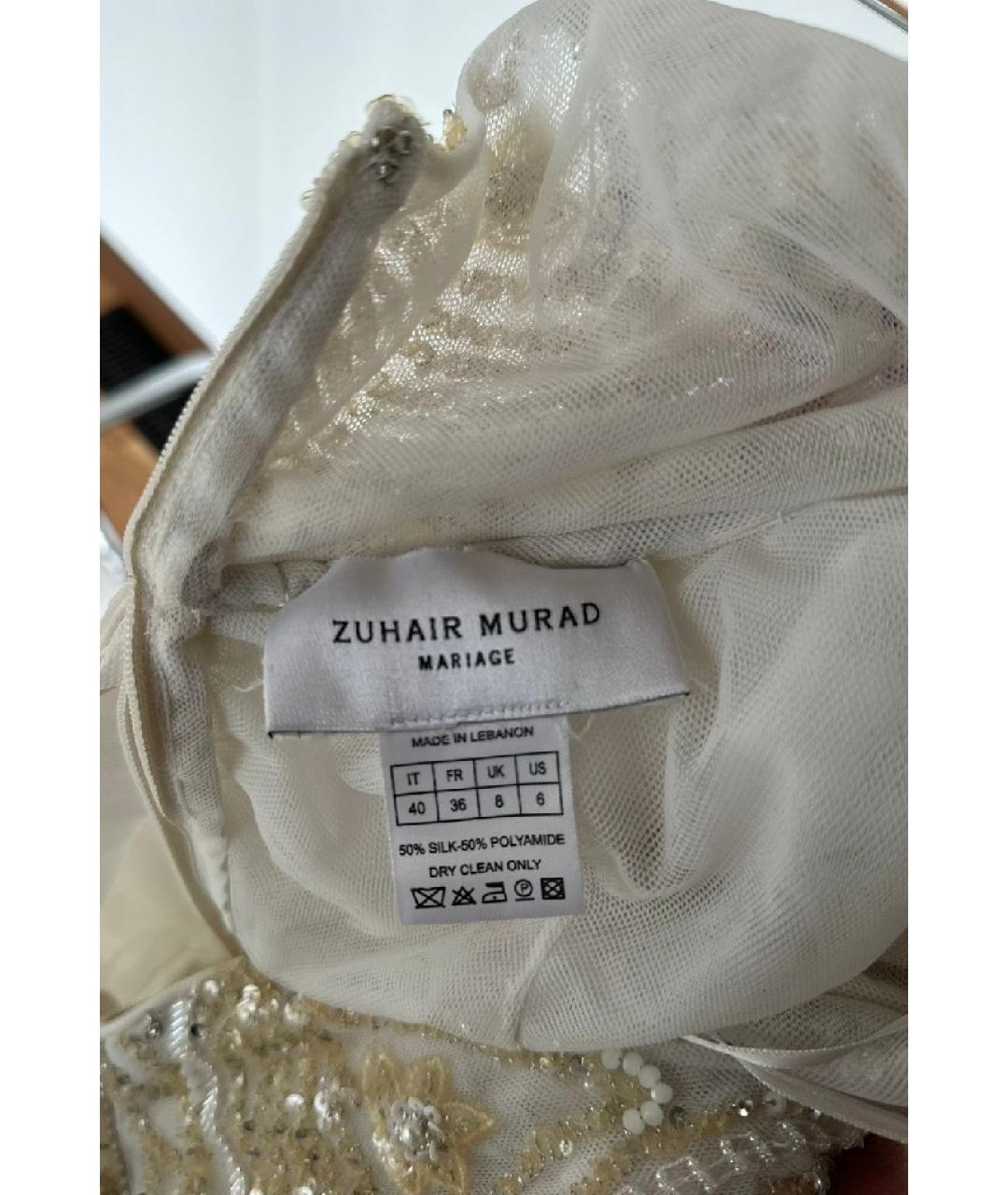 ZUHAIR MURAD Бежевое шелковое свадебное платье, фото 5