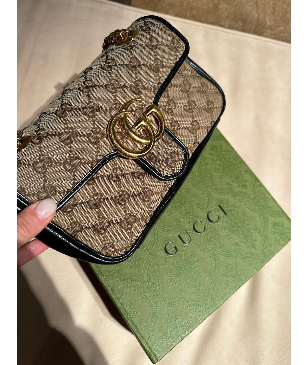 GUCCI Бежевая тканевая сумка через плечо, фото 5