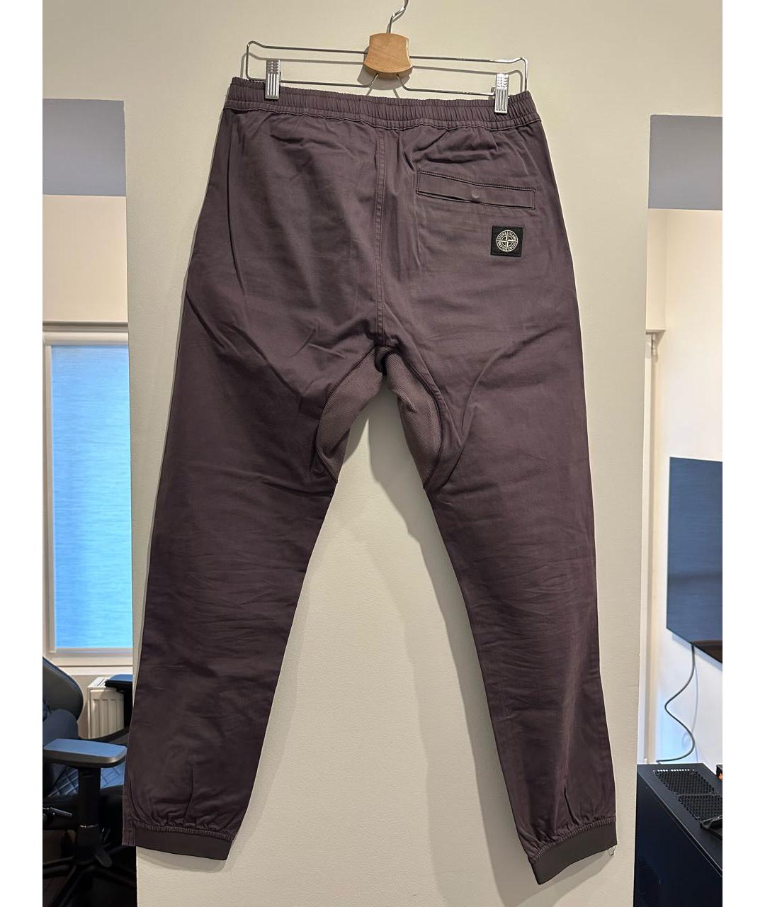 STONE ISLAND Бордовые хлопковые повседневные брюки, фото 2