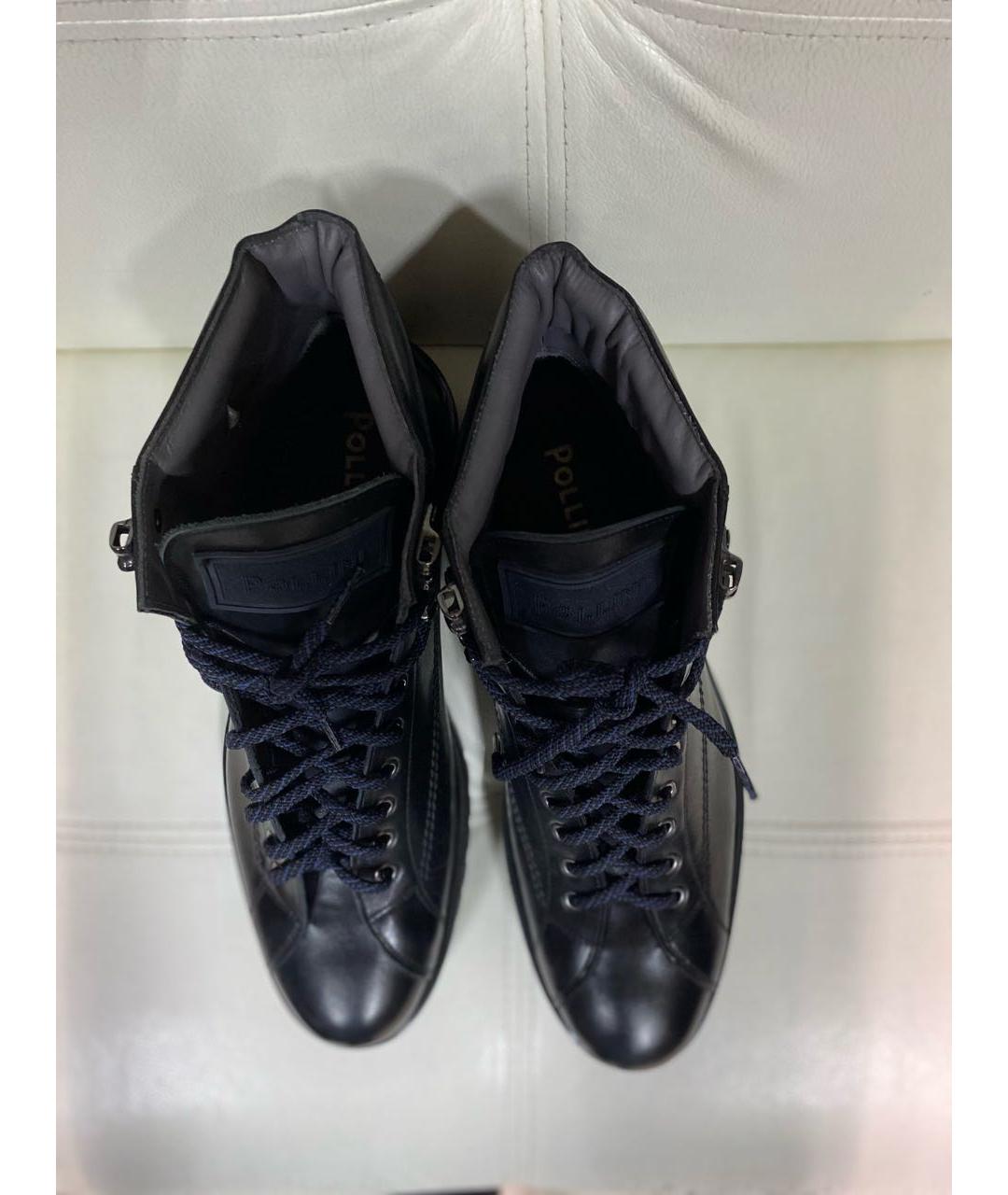 POLLINI Черные кожаные высокие ботинки, фото 3