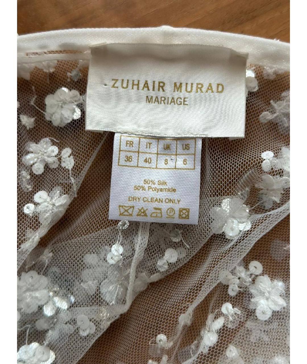 ZUHAIR MURAD Белое шелковое свадебное платье, фото 4