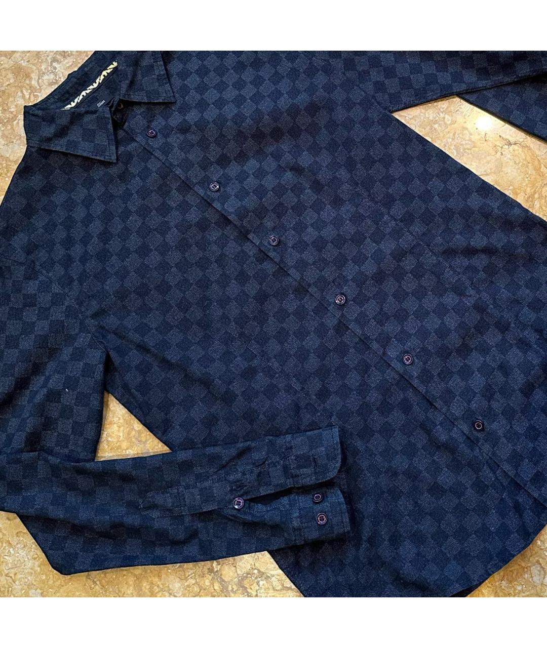 ARMANI JEANS Темно-синяя хлопковая кэжуал рубашка, фото 4