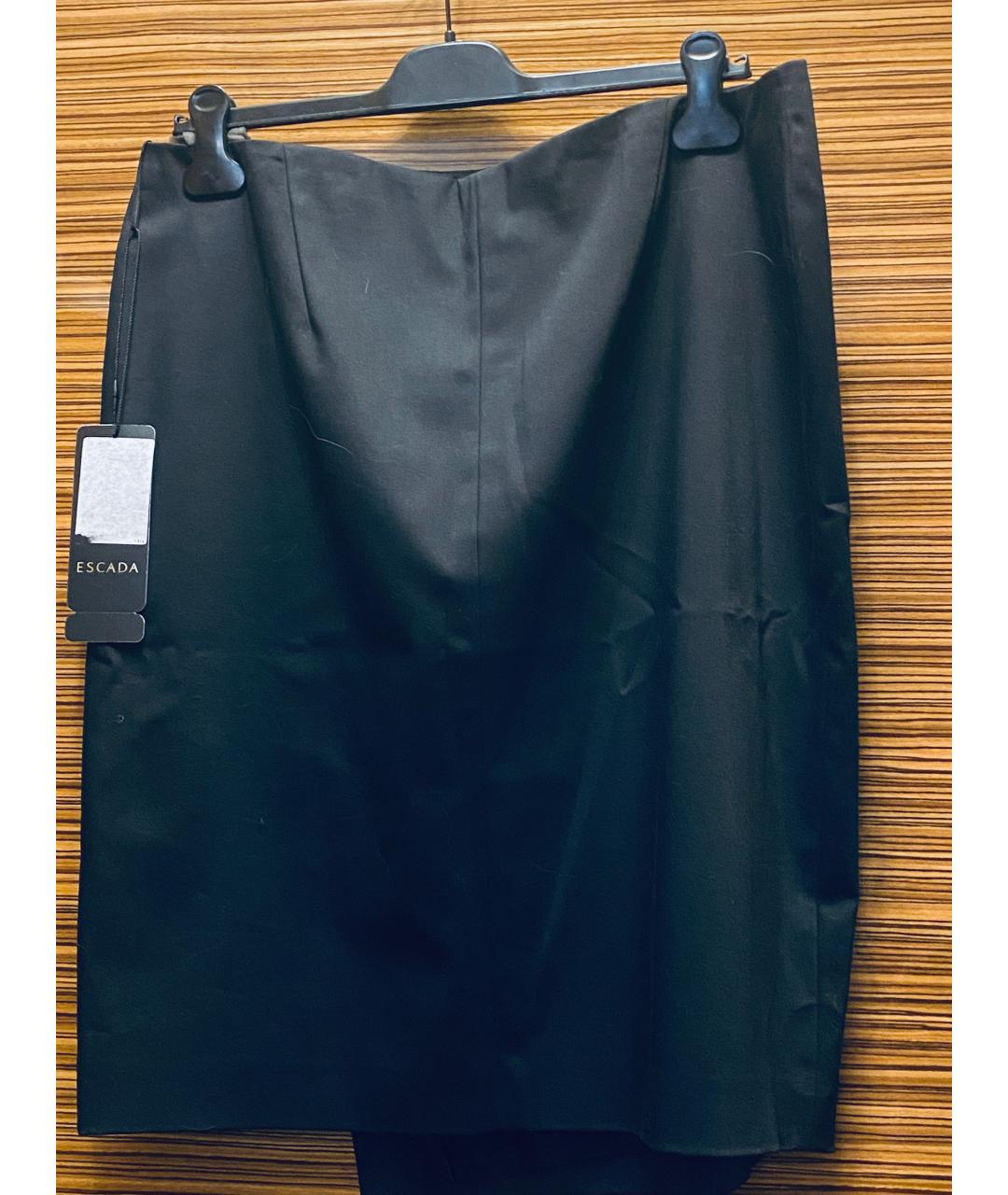 ESCADA Черная хлопко-эластановая юбка миди, фото 2
