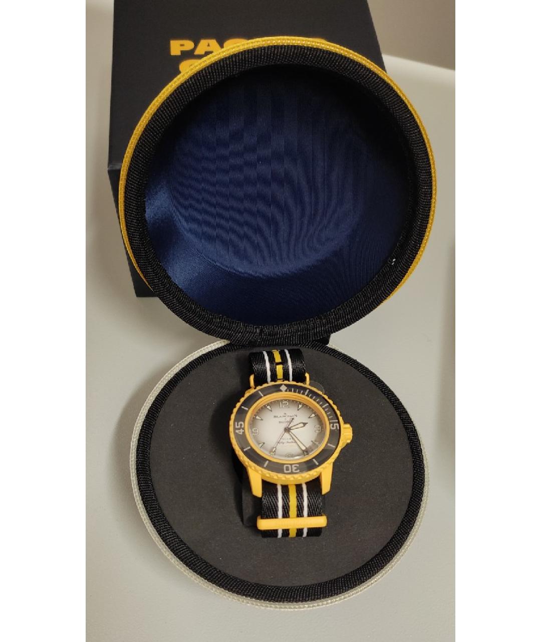 Blancpain Желтые стальные часы, фото 3
