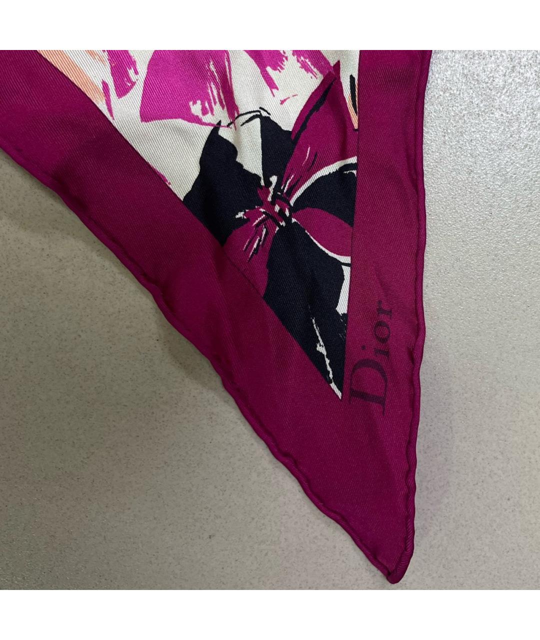 CHRISTIAN DIOR Розовый шелковый платок, фото 2