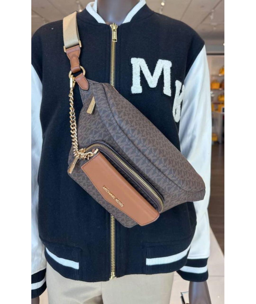 MICHAEL KORS Коричневая кожаная поясная сумка, фото 5