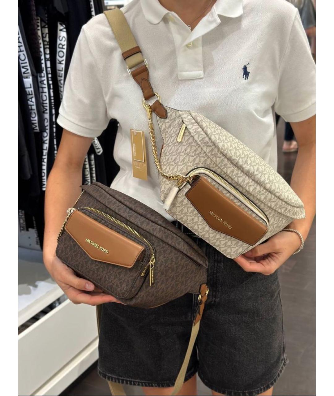 MICHAEL KORS Коричневая кожаная поясная сумка, фото 2