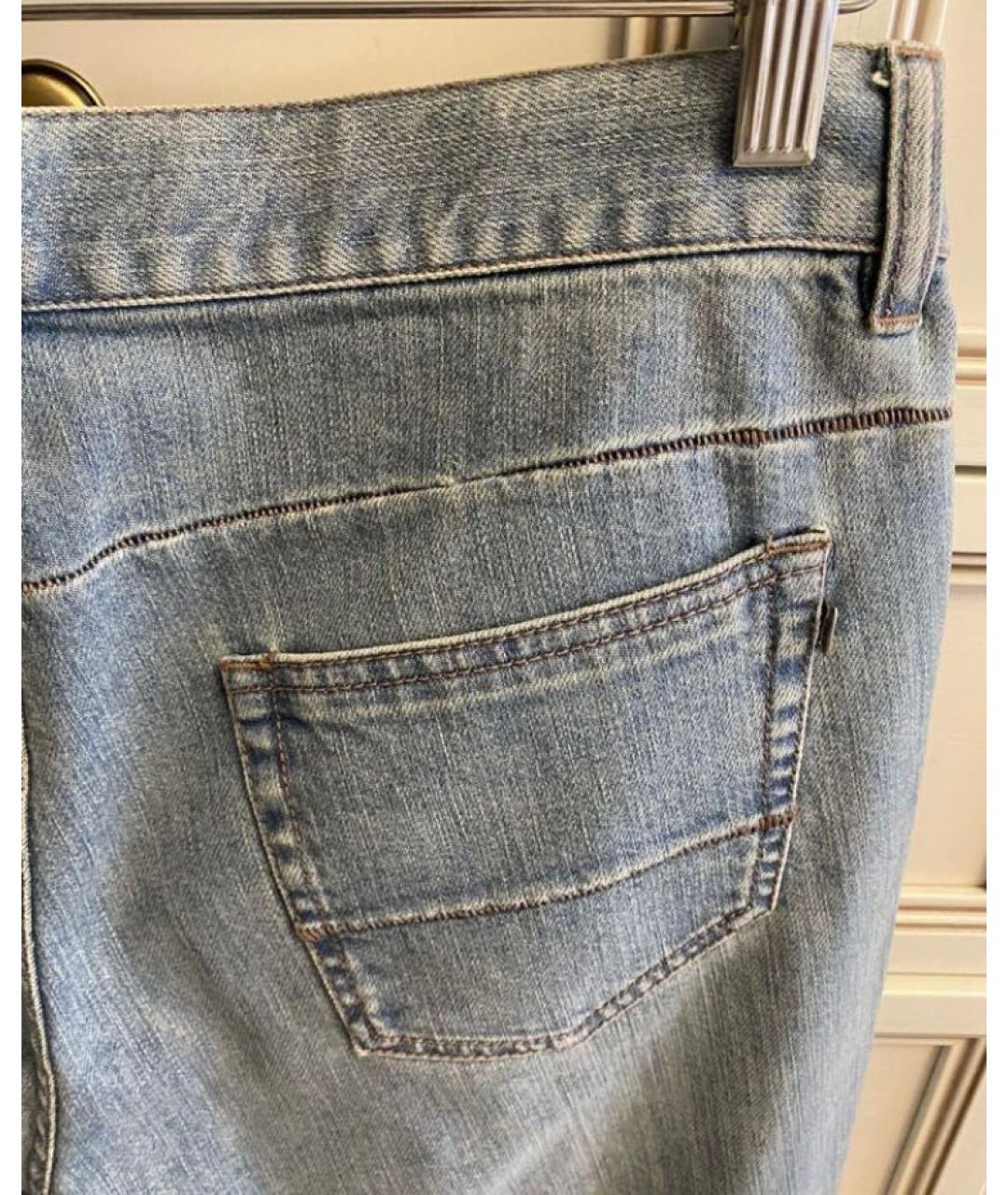 DONNA KARAN Голубые хлопко-эластановые прямые джинсы, фото 4