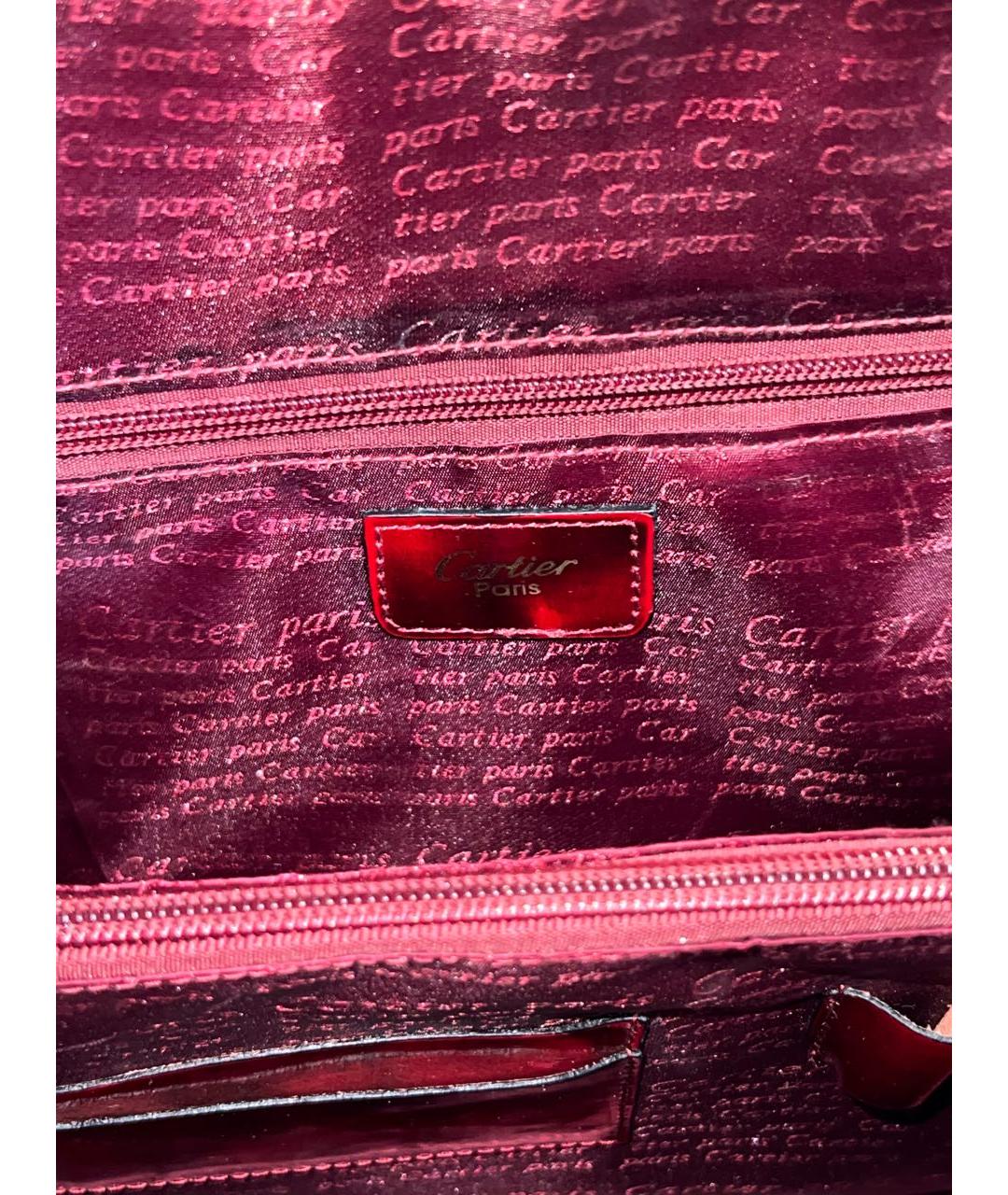 CARTIER Красная сумка с короткими ручками из лакированной кожи, фото 5