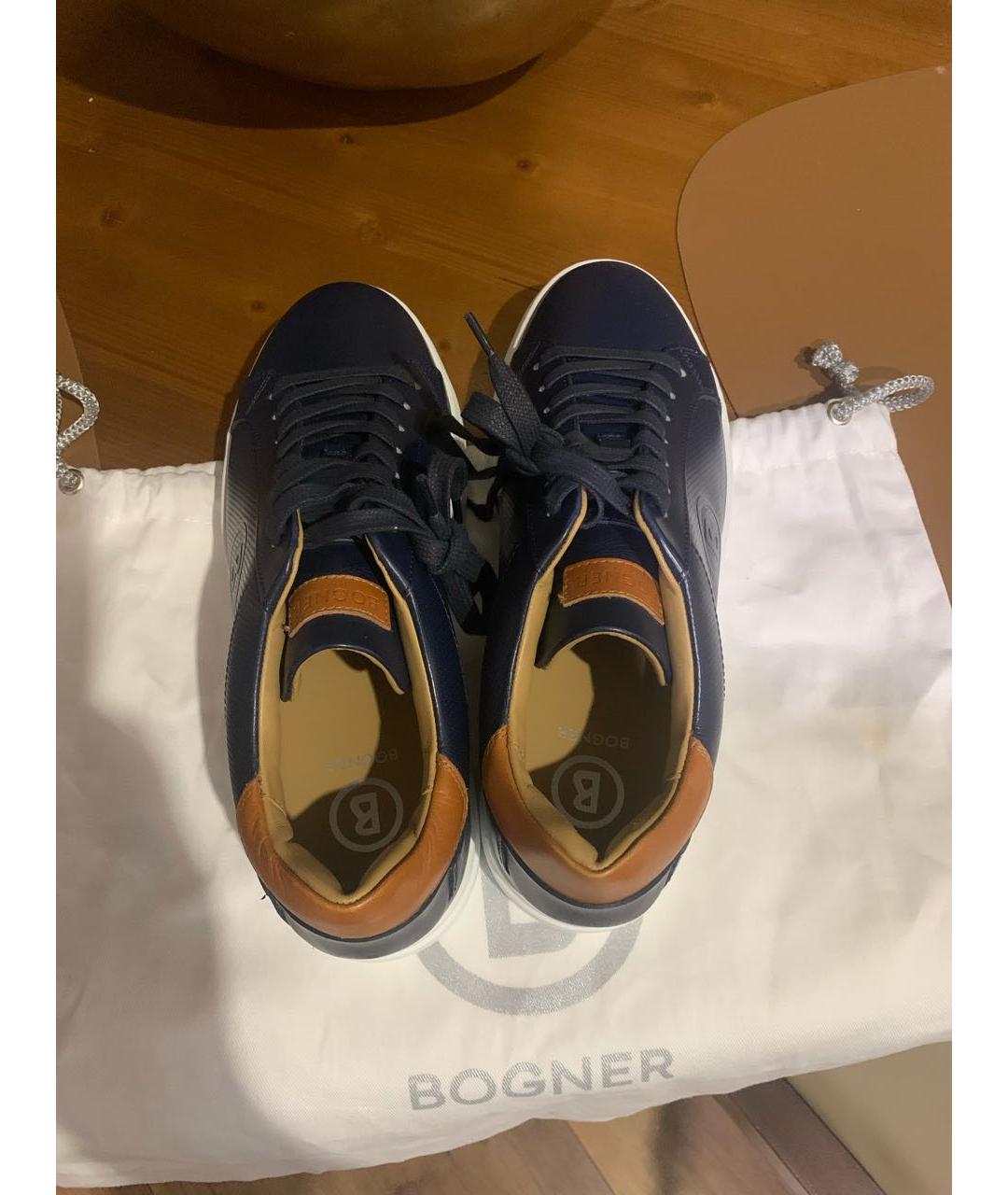 BOGNER Темно-синие кожаные низкие кроссовки / кеды, фото 3