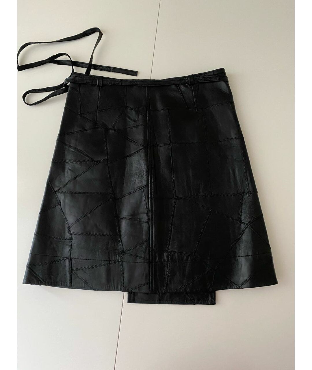 GANNI Черная кожаная юбка мини, фото 2