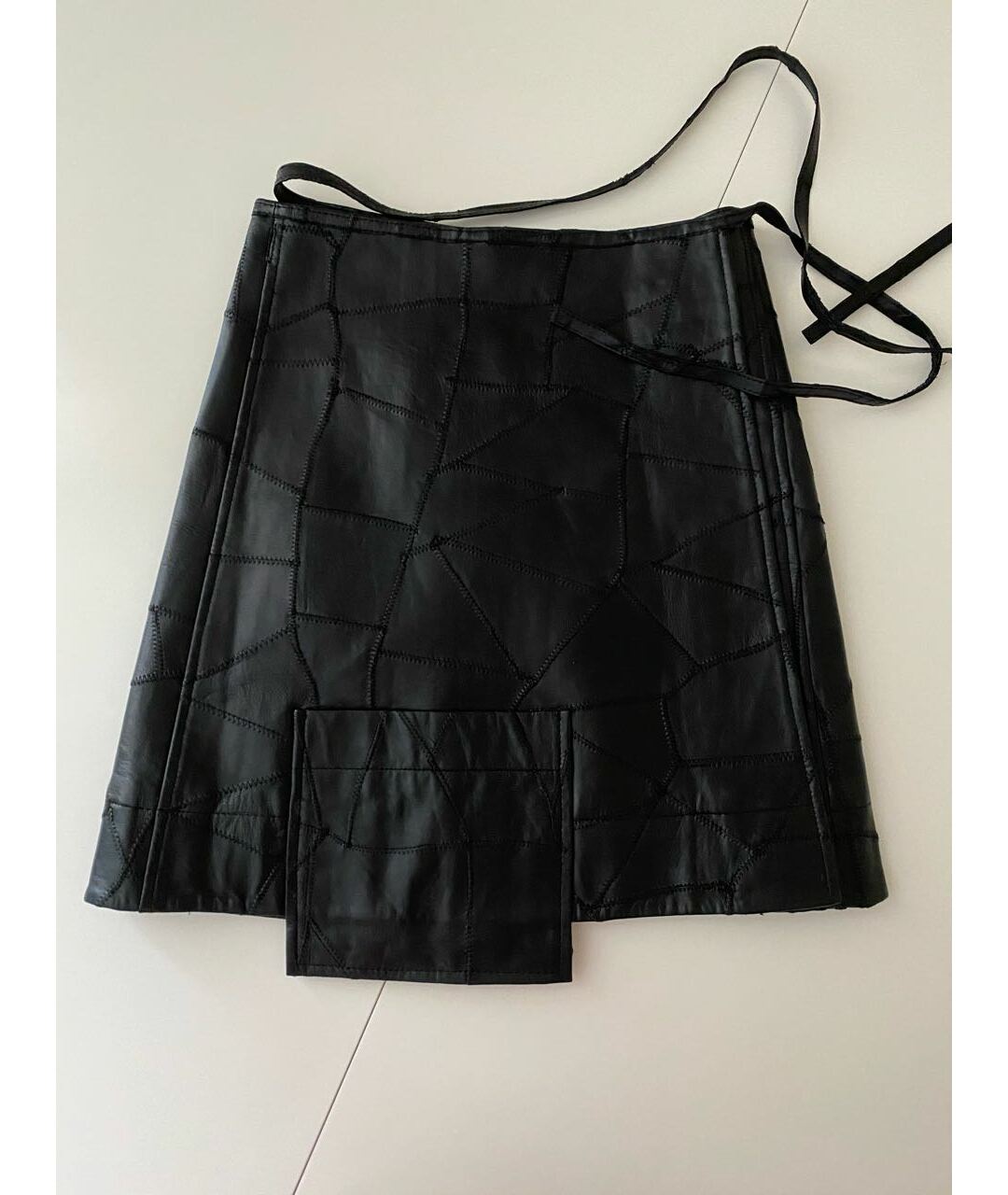 GANNI Черная кожаная юбка мини, фото 8