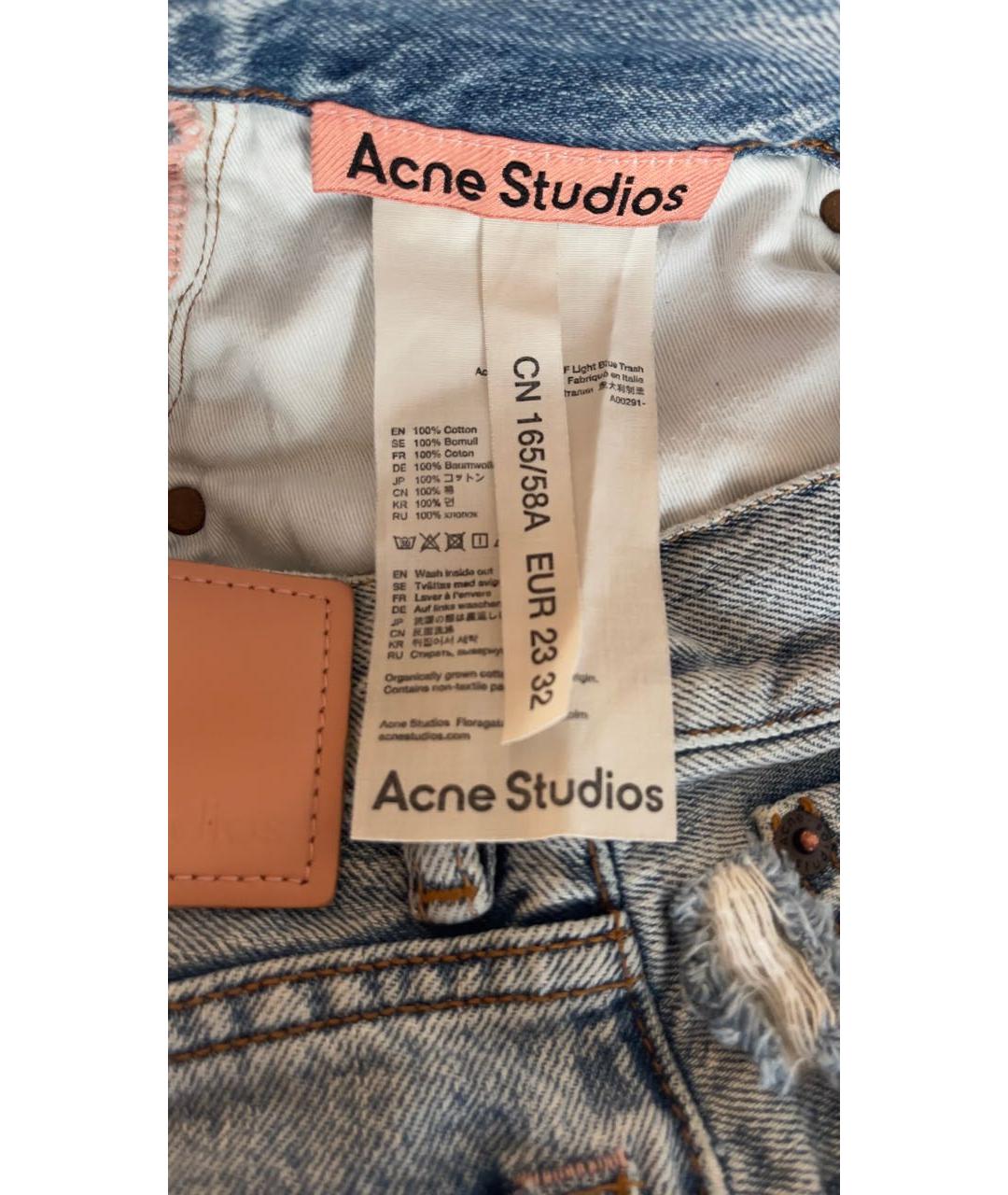 ACNE STUDIOS Голубые хлопковые прямые джинсы, фото 5