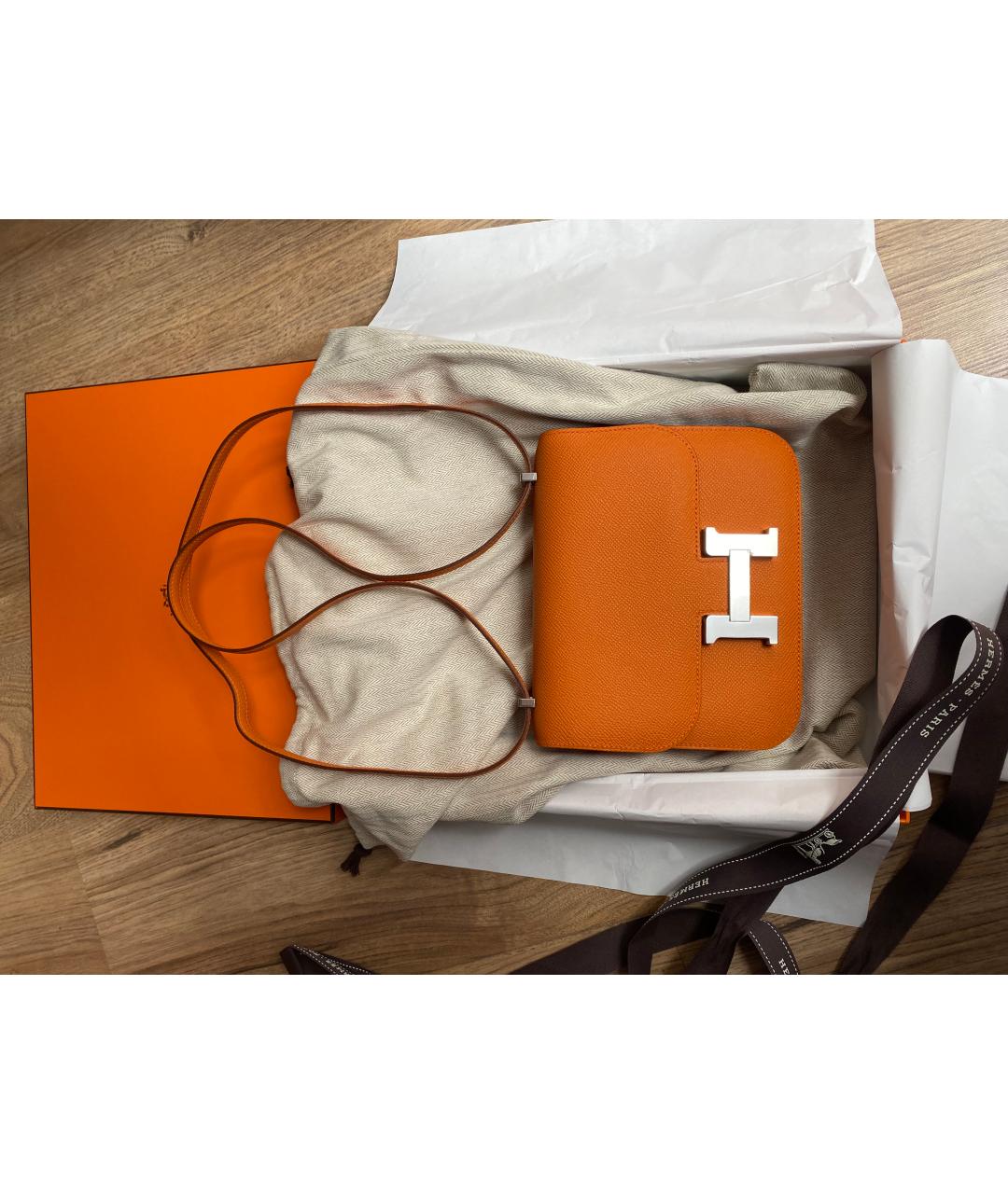 HERMES PRE-OWNED Оранжевая кожаная сумка через плечо, фото 9
