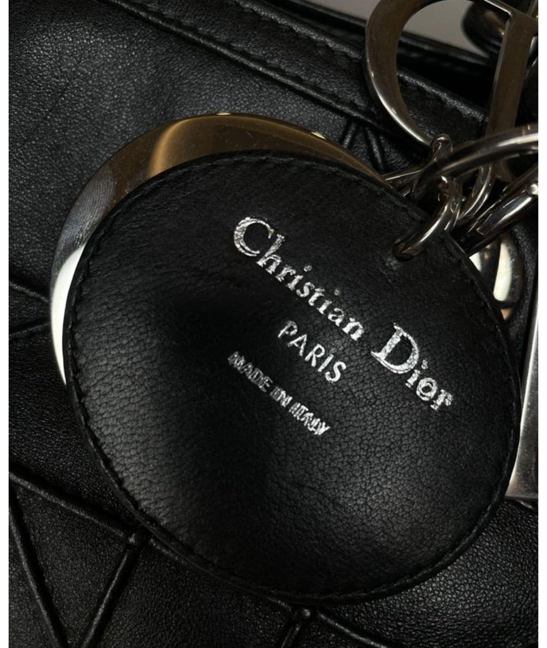 CHRISTIAN DIOR Черная кожаная сумка с короткими ручками, фото 6