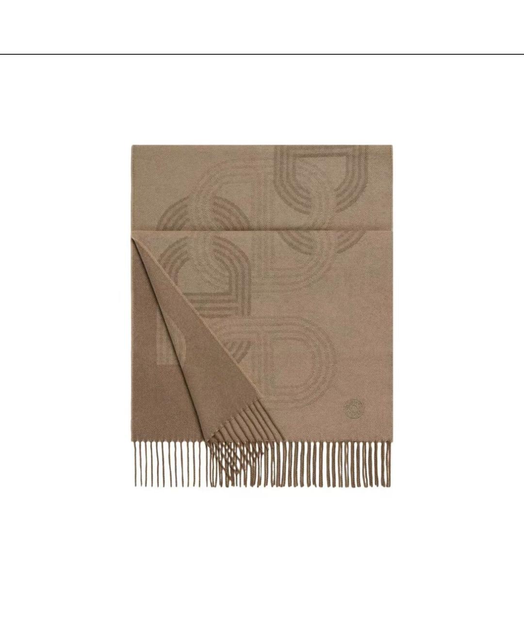 HERMES Коричневый кашемировый шарф, фото 2